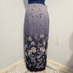 Vintage Blue Floral Chiffon Wrap Skirt Size 12